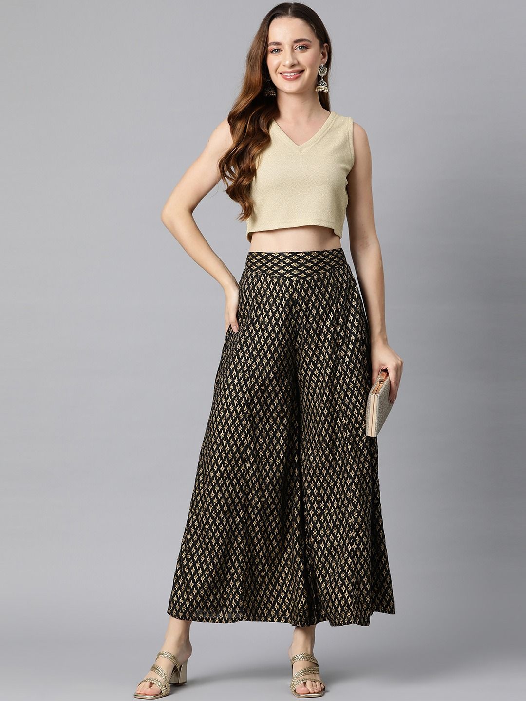 Rayon Fabric Black Color Palazzo