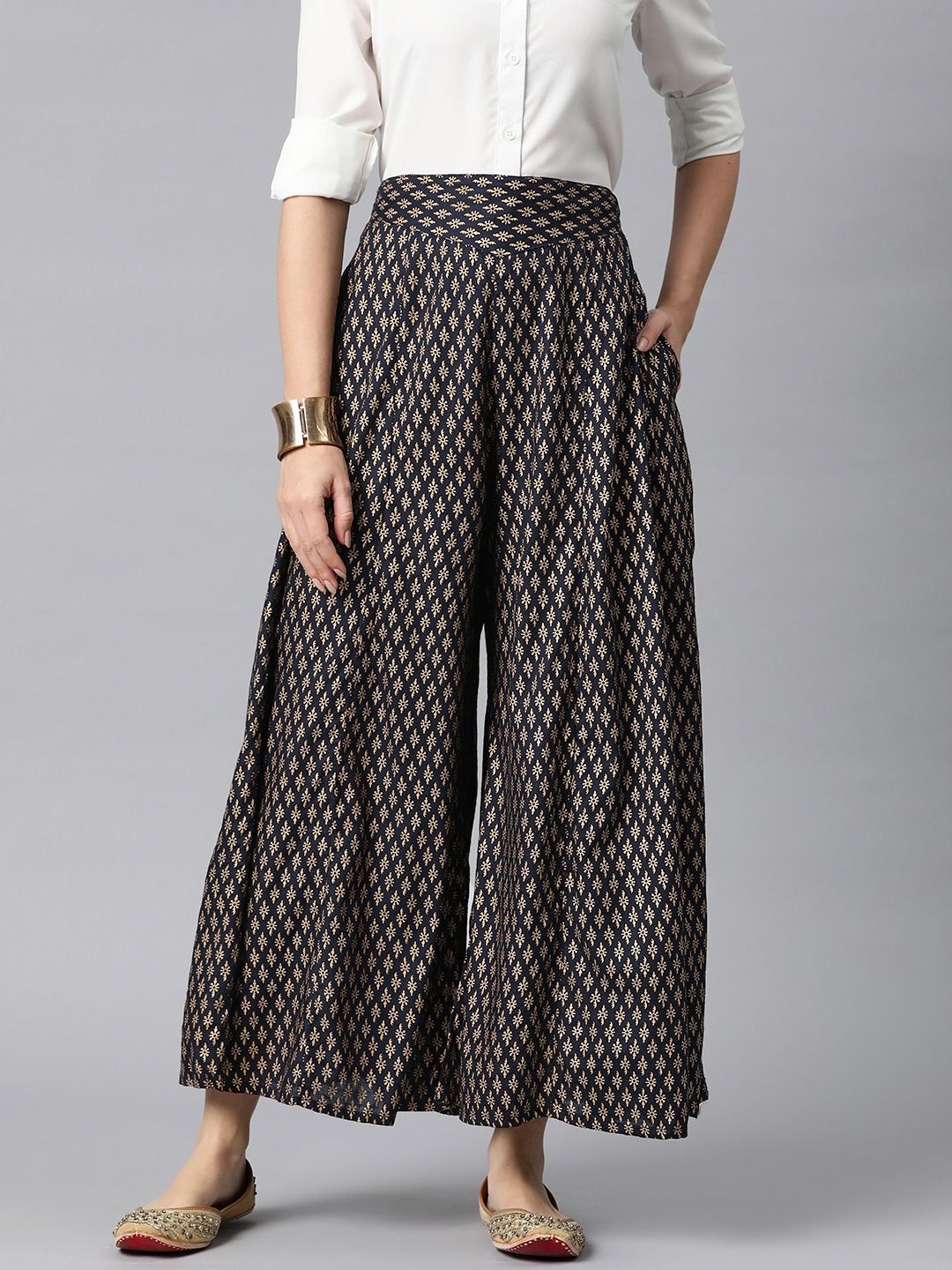 Rayon Fabric Navy Blue Color Palazzo