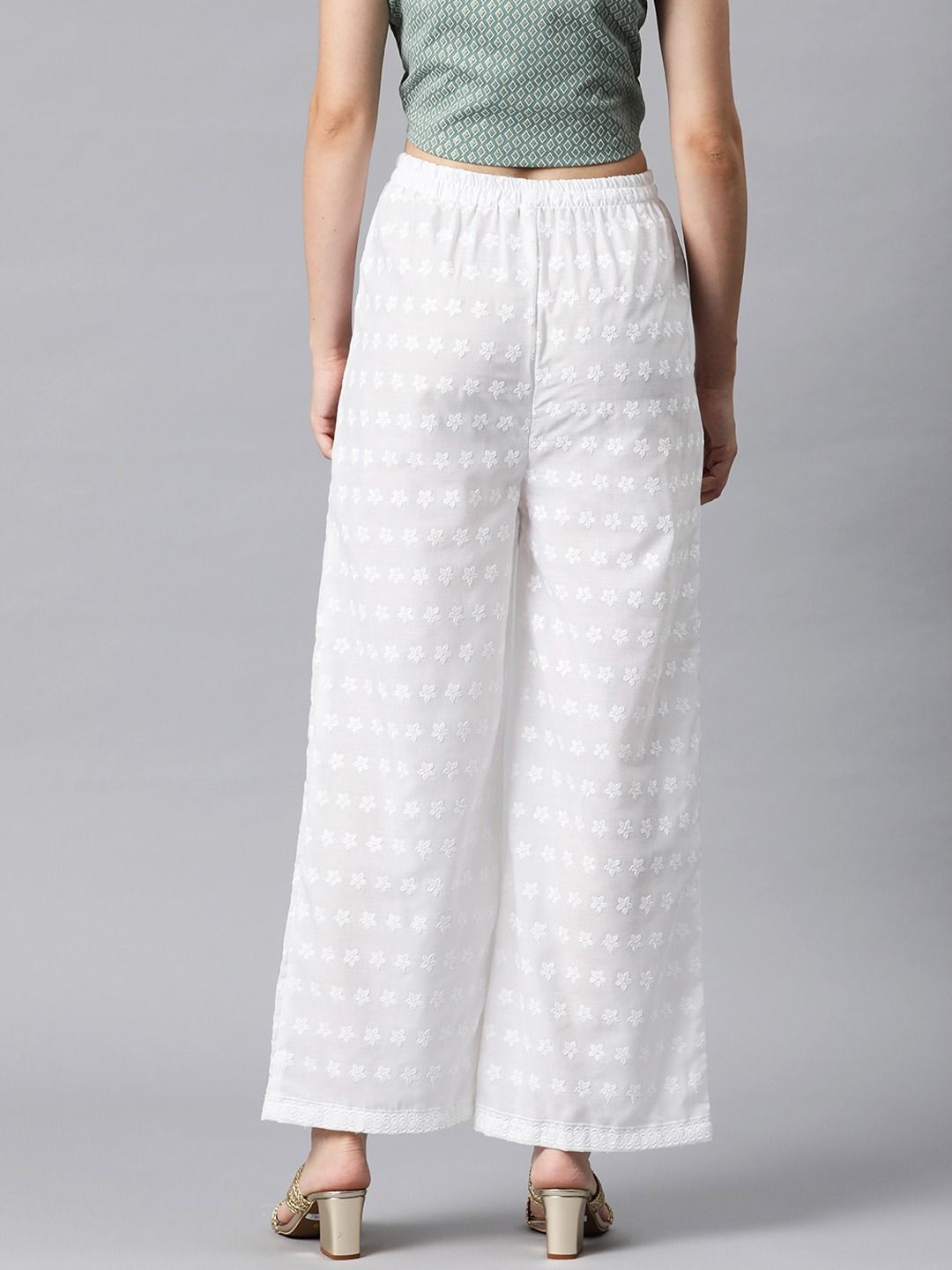 Cotton Fabric White Color Palazzo