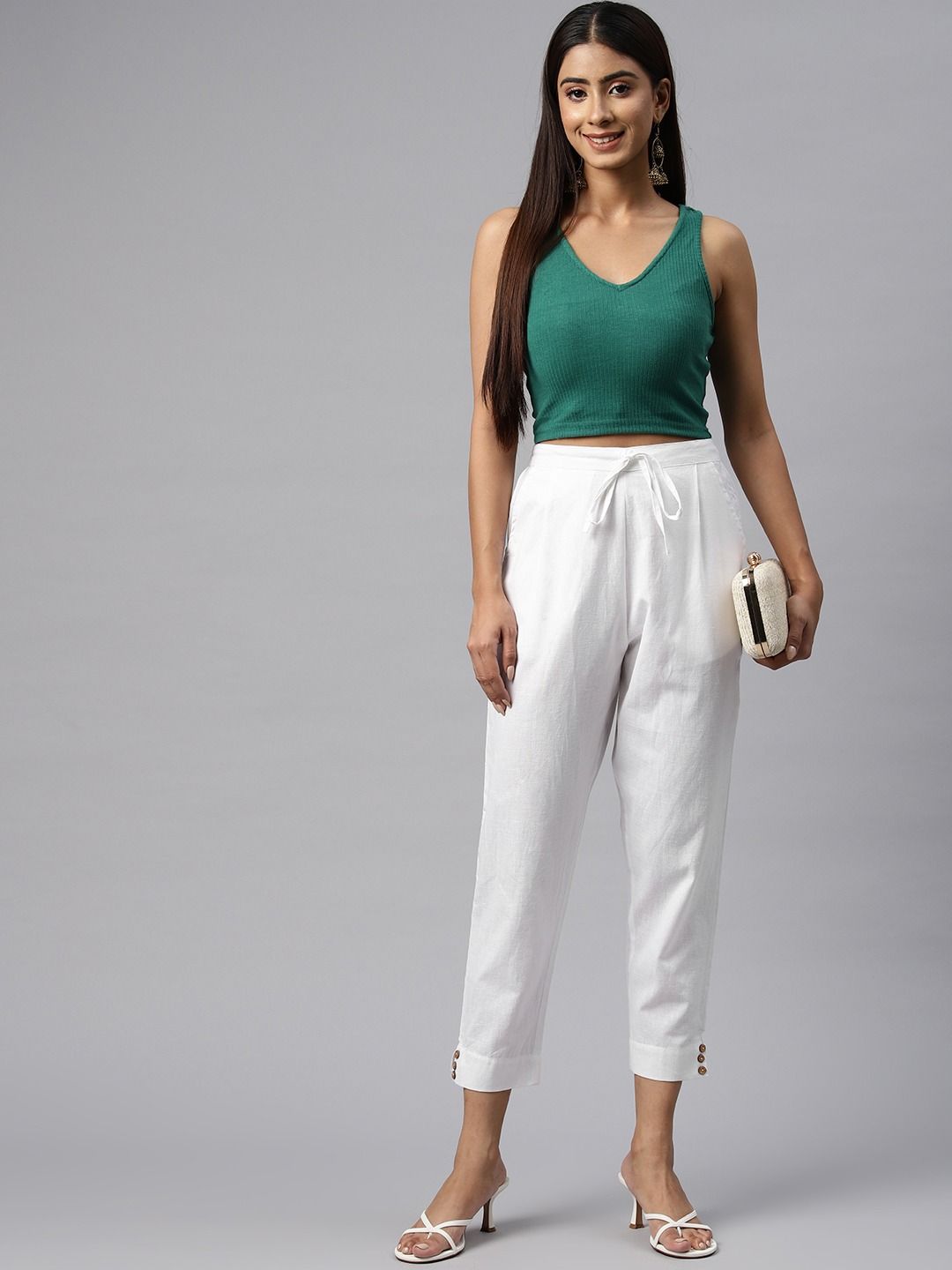 Cotton Fabric White Color Palazzo