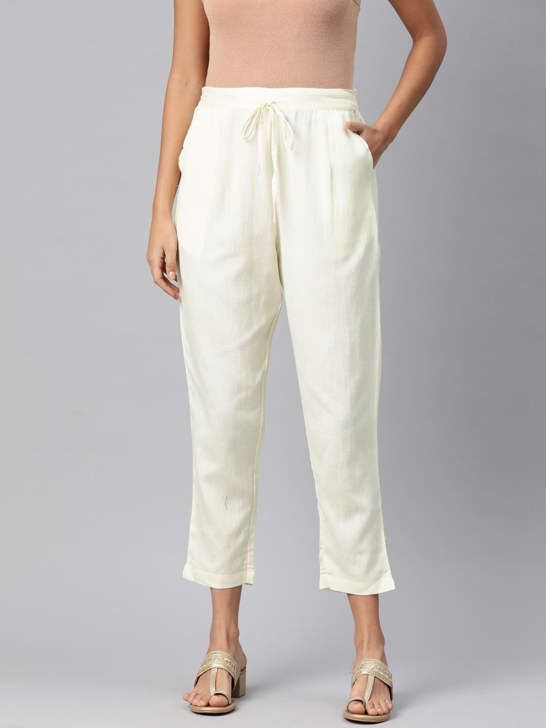 Cotton Fabric Off White Color Palazzo