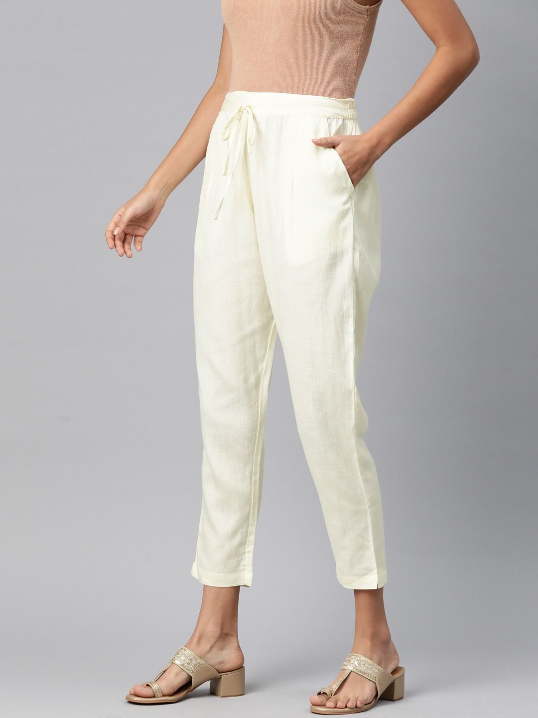 Cotton Fabric Off White Color Palazzo