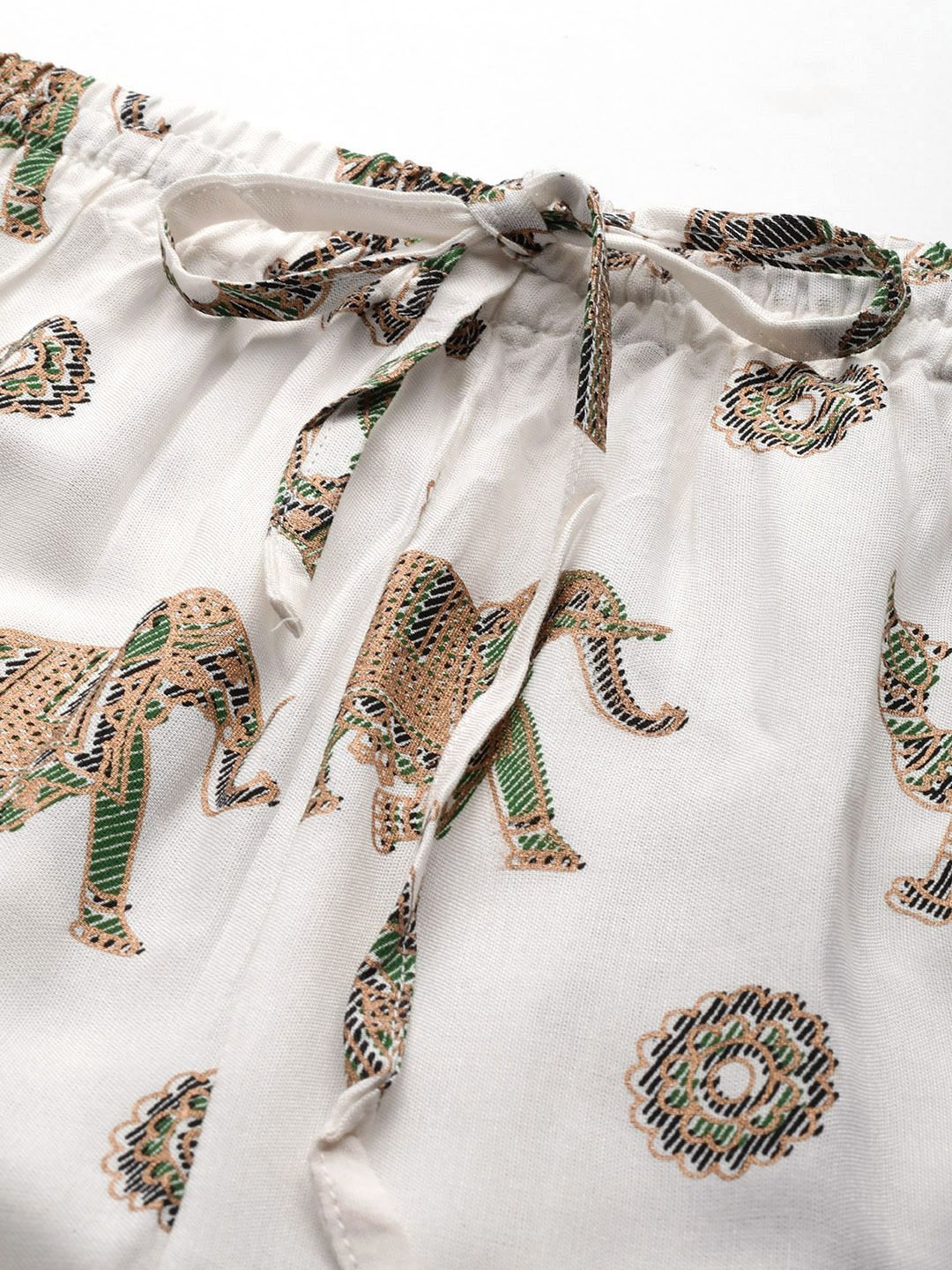 Straight Style Cotton Fabric White Color Palazzo