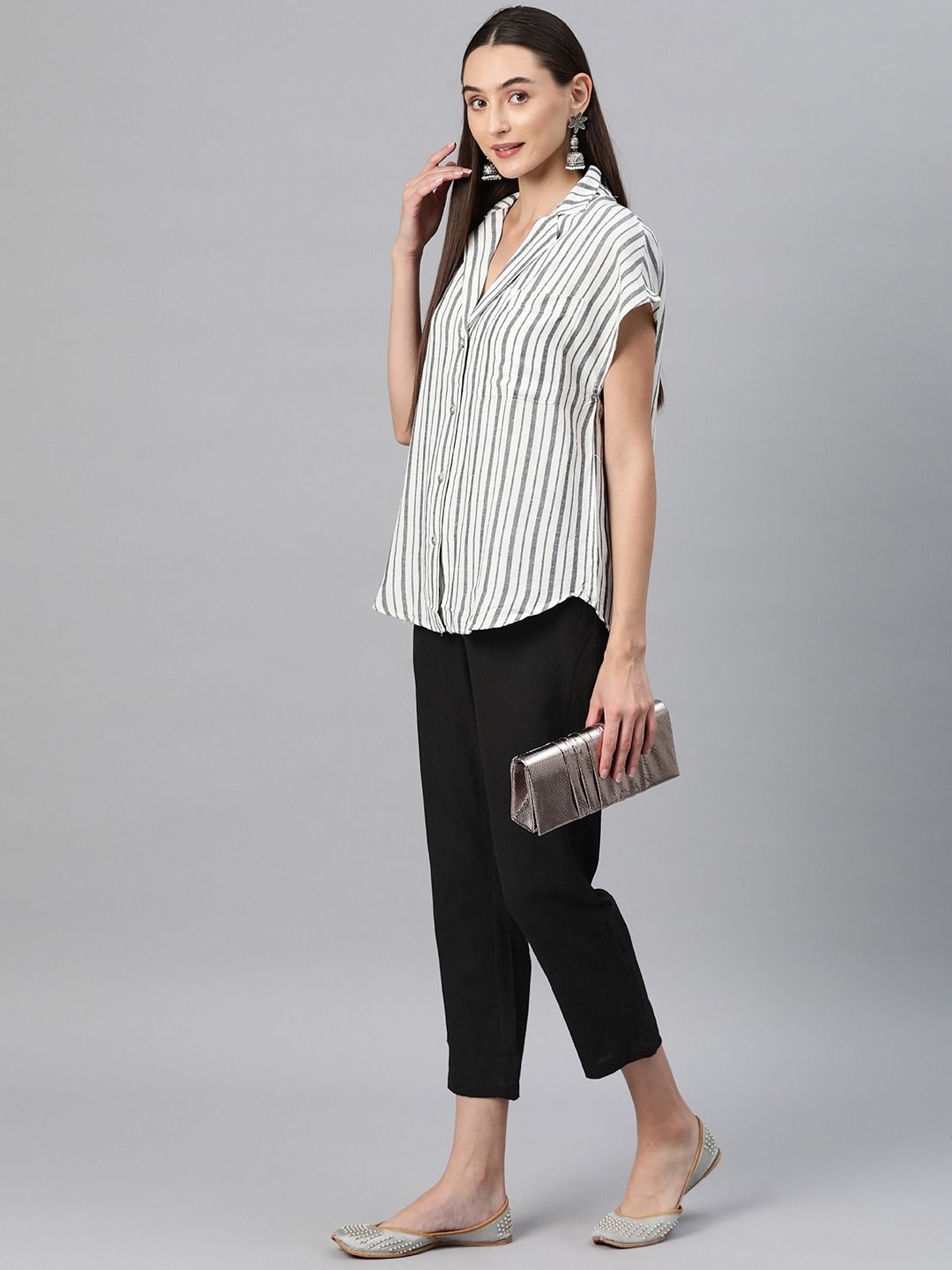 Straight Style Cotton Fabric Black Color Palazzo