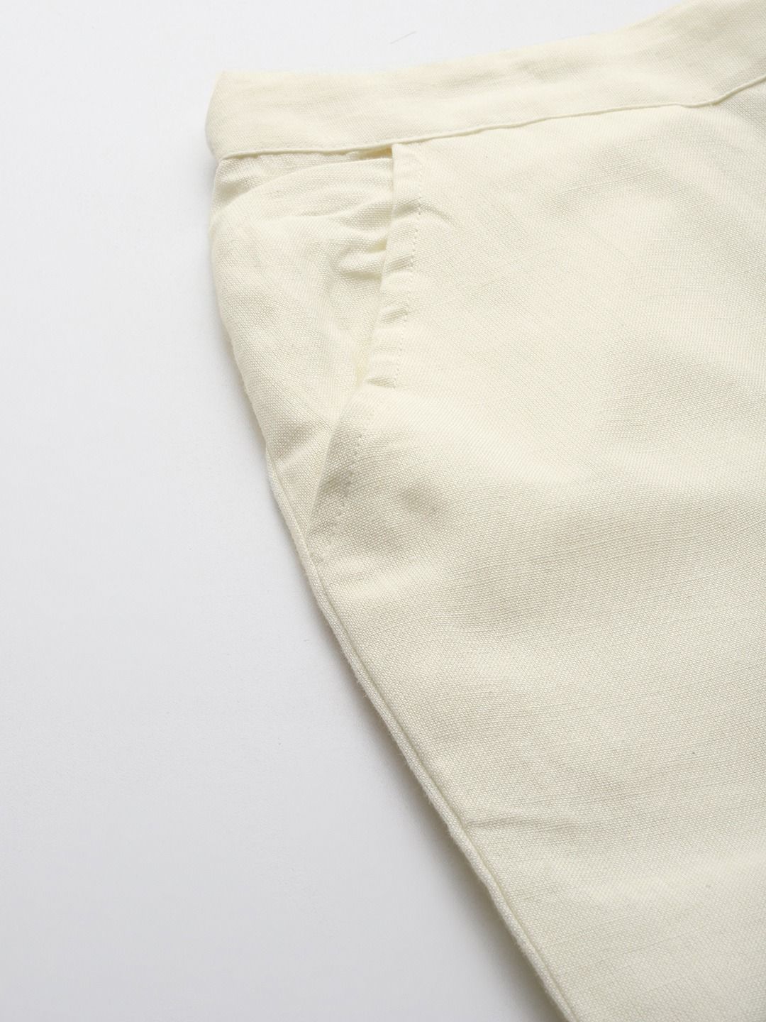 Straight Style Cotton Fabric Off White Color Palazzo