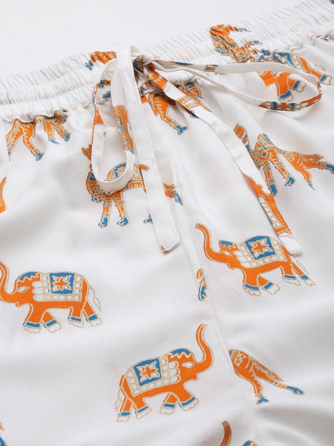 Straight Style Rayon Fabric White Color Printed Palazzo