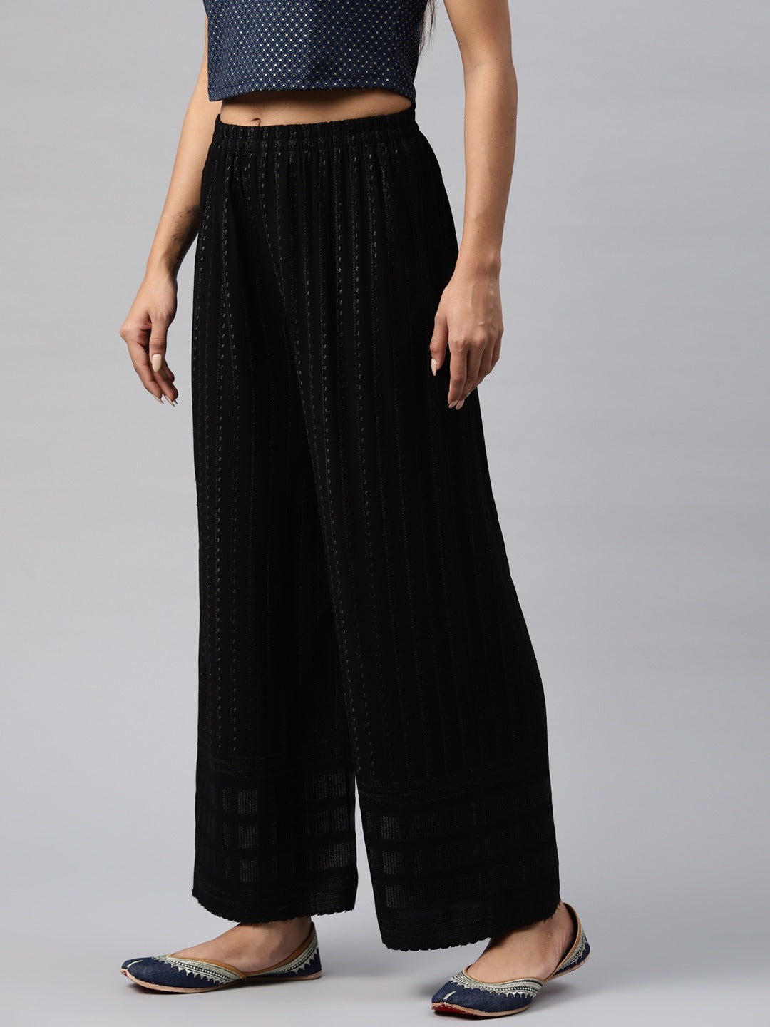 Rayon Fabric Black Color Palazzo
