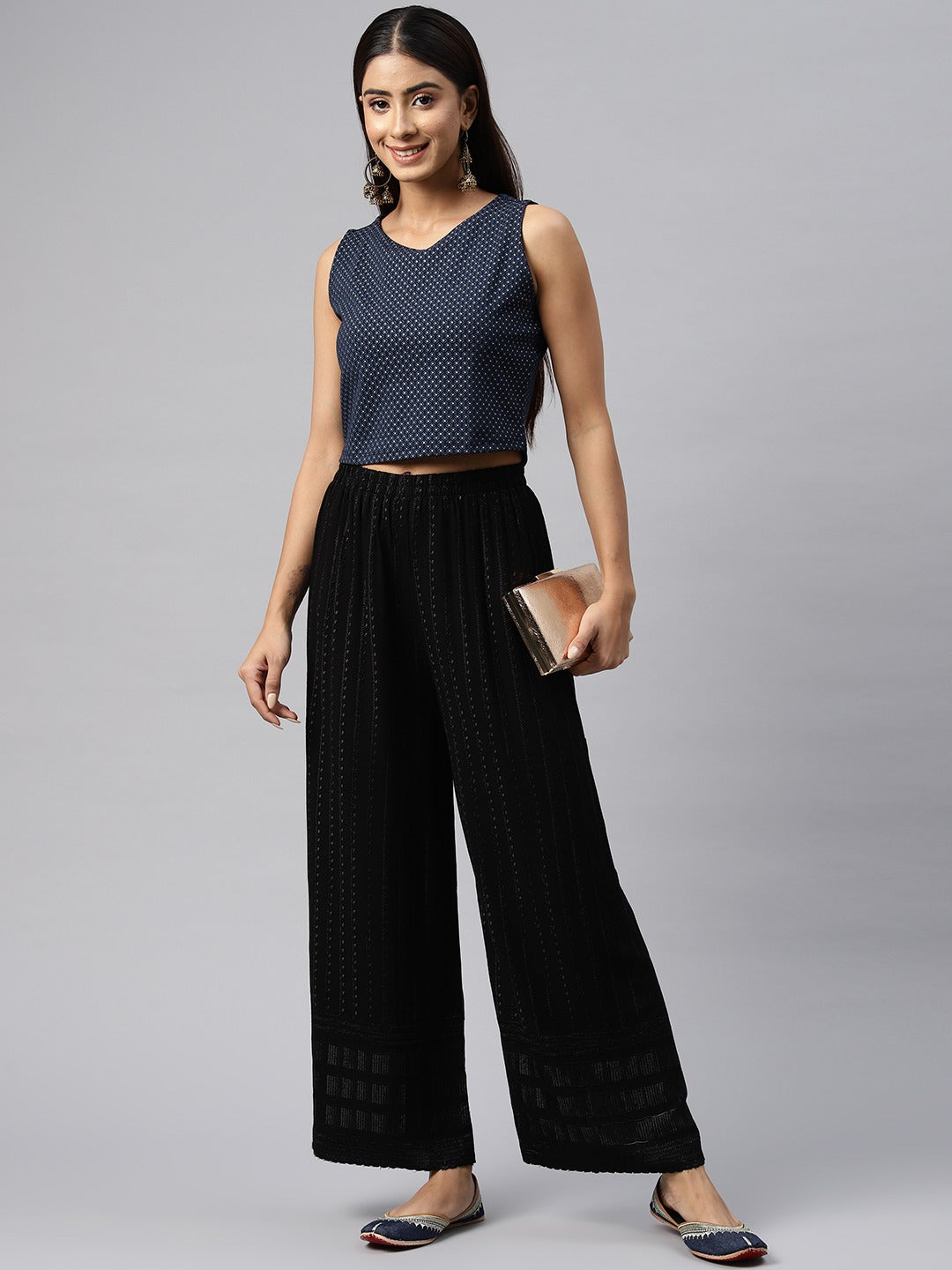 Rayon Fabric Black Color Palazzo