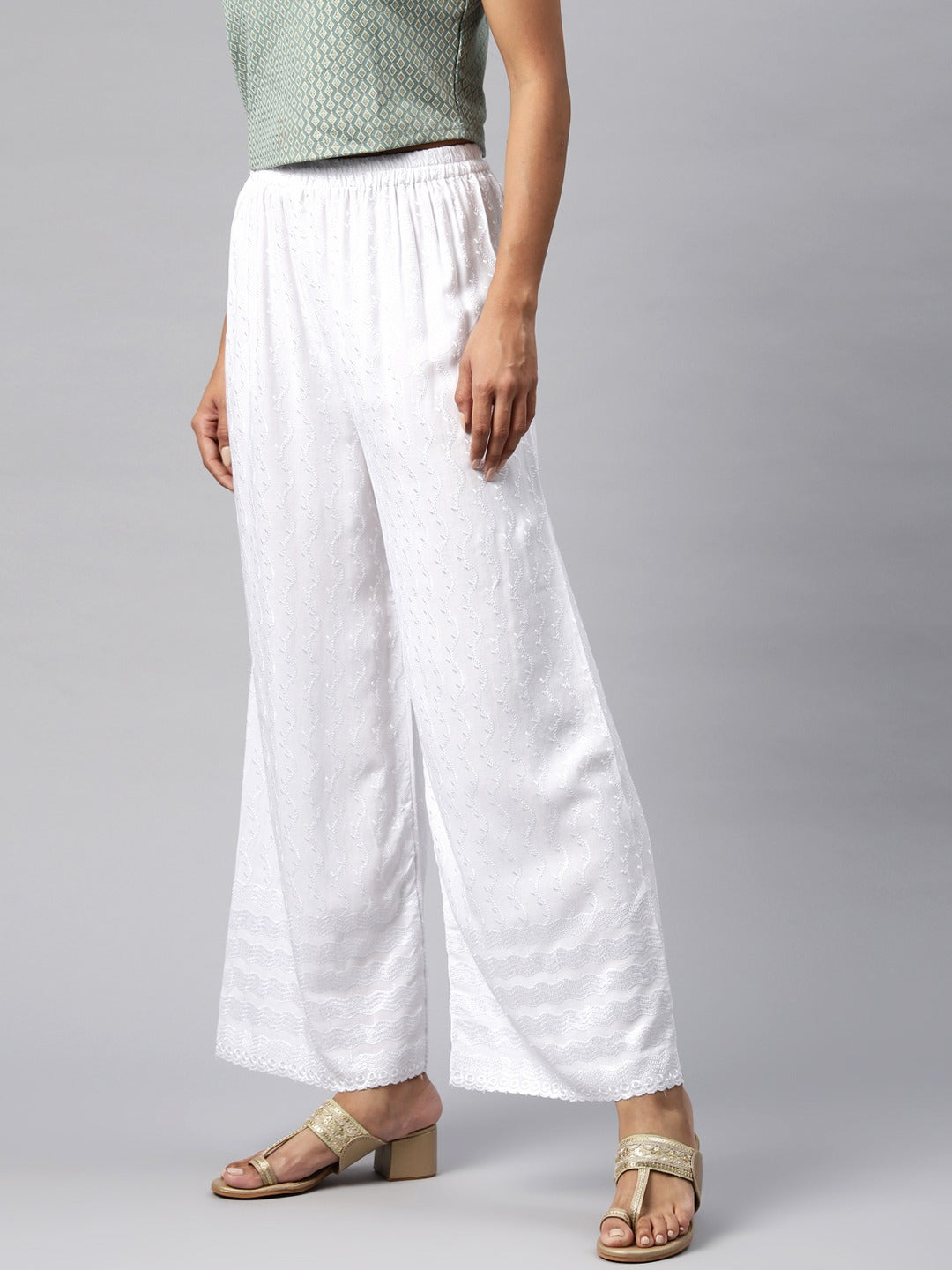 Rayon Fabric White Color Palazzo