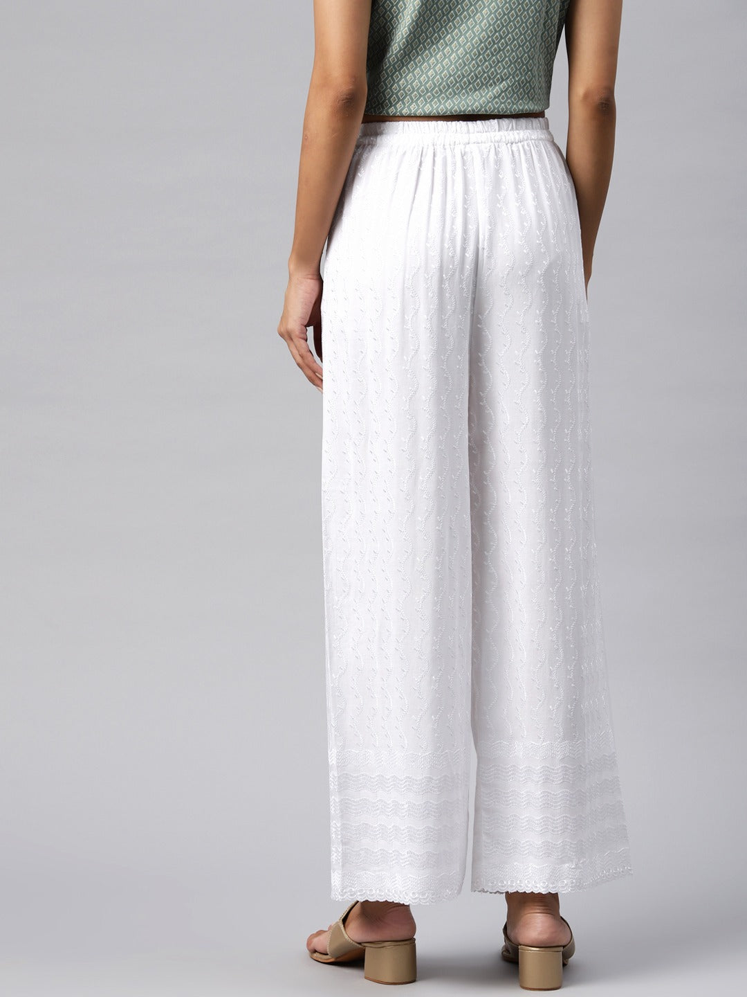 Rayon Fabric White Color Palazzo