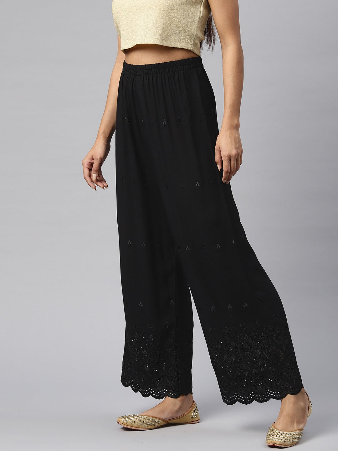 Rayon Fabric Black Color Palazzo