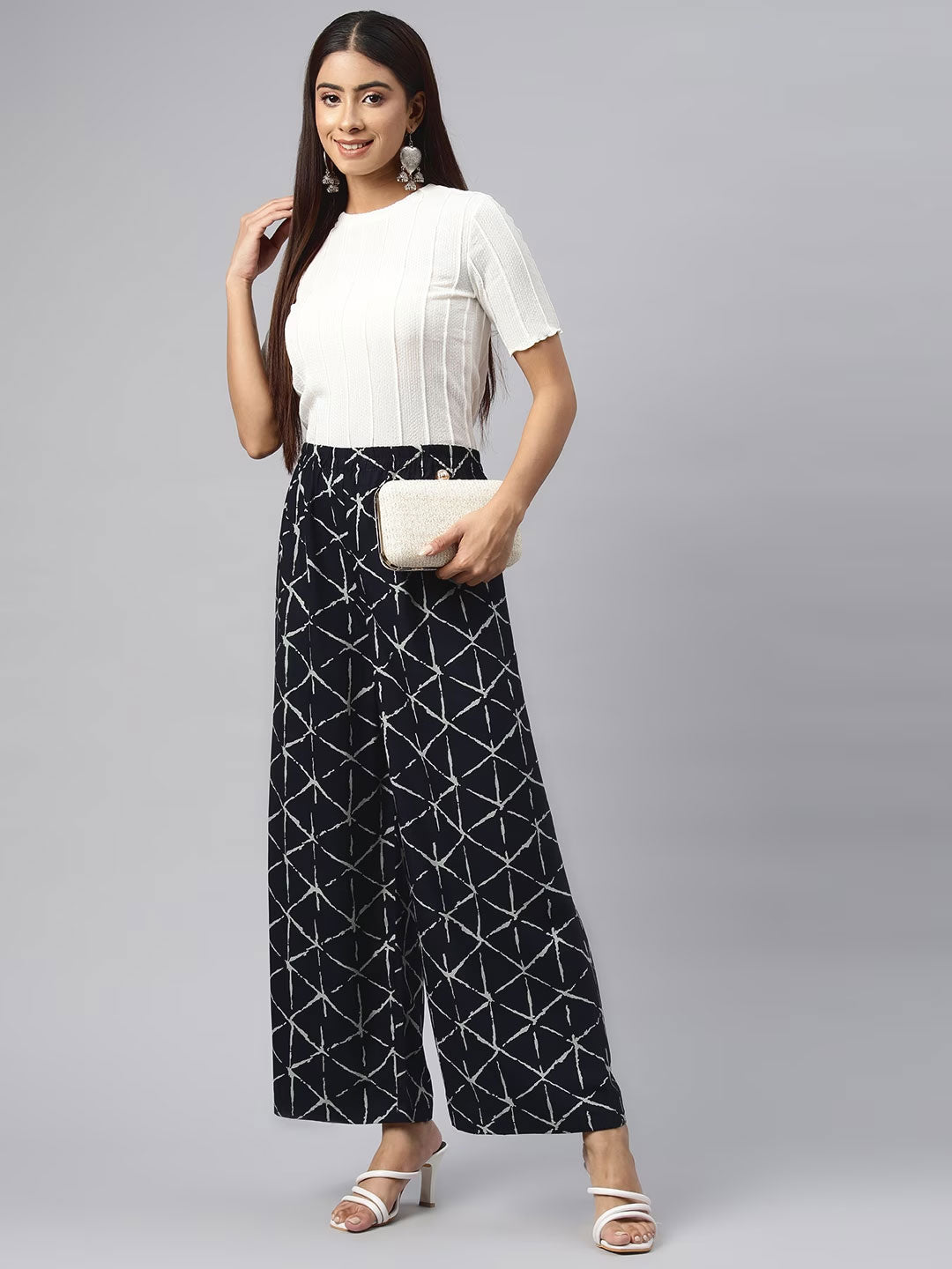 Cotton Fabric Navy Blue Color Palazzo