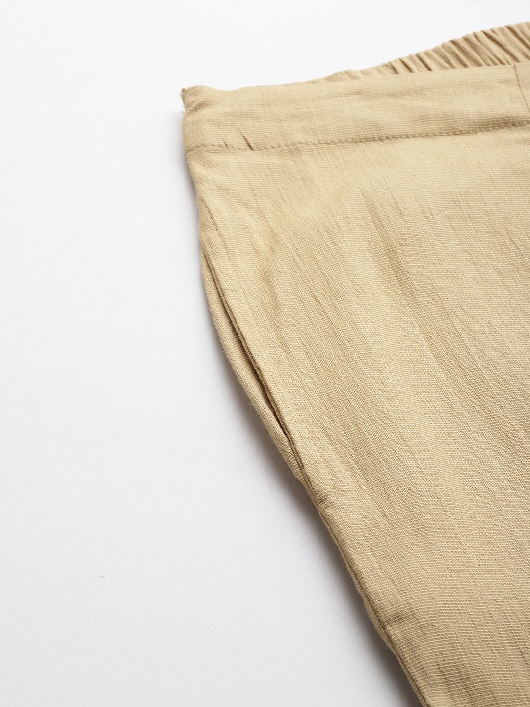 Cotton Lycra Fabric Beige Color Trouser