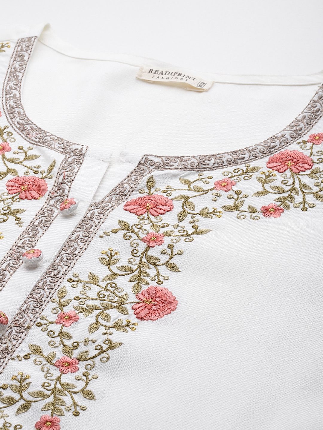 Straight Style Rayon Fabric White Color Kurti