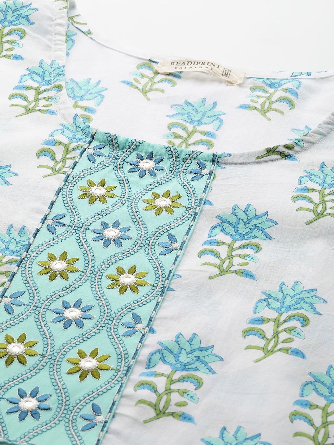 Straight Style Cotton Fabric White Color Kurti