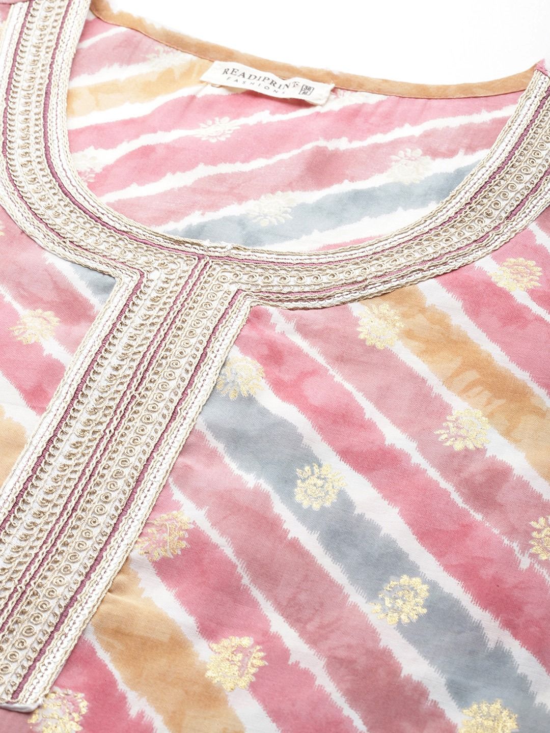 Straight Style Cotton Fabric Pink Color Kurti