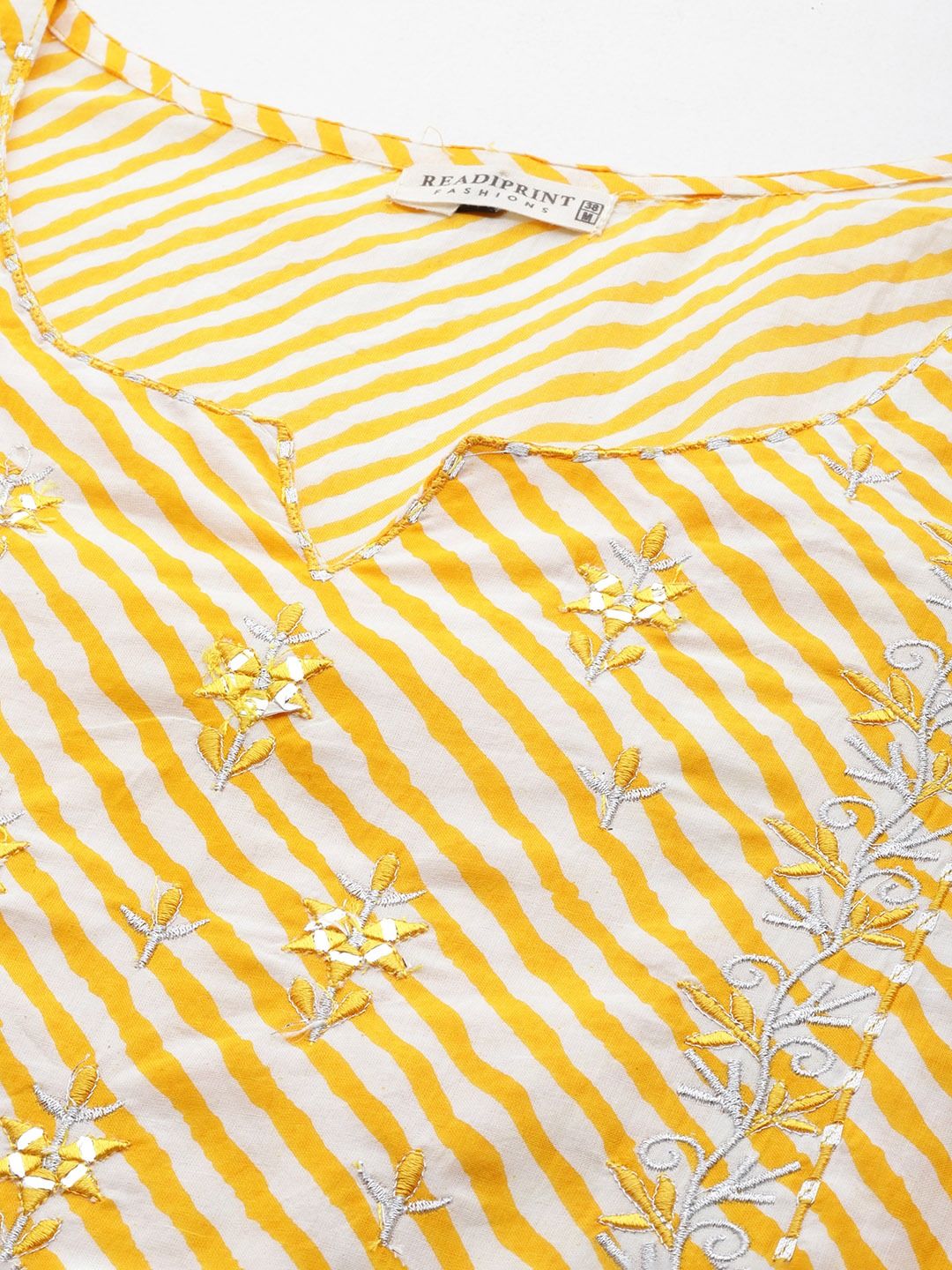 Straight Style Cotton Fabric Yellow Color Kurti