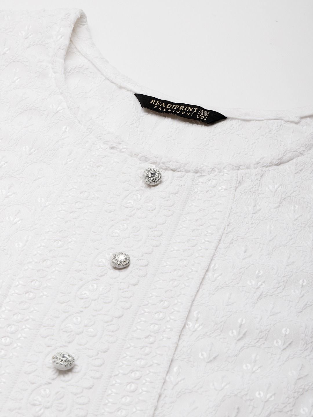 Straight Style Cotton Fabric White Color Kurta