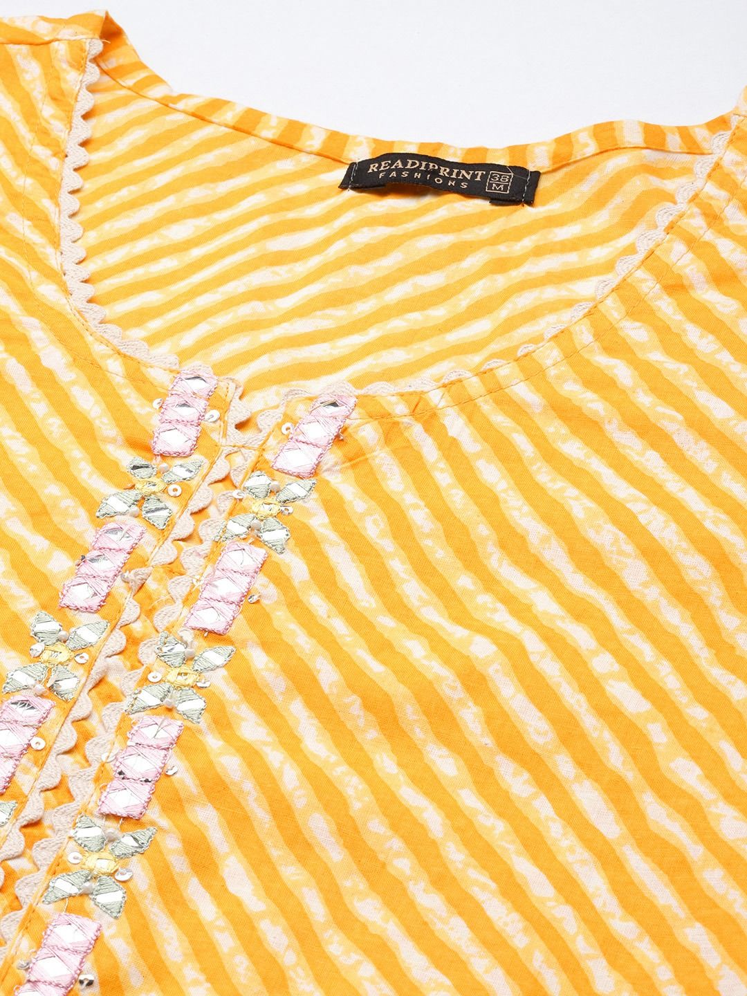Straight Style Cotton Fabric Yellow Color Kurta