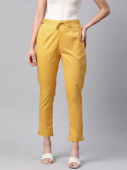 Cotton Lycra Fabric Mustard Color Trouser
