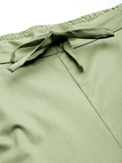 Cotton Lycra Fabric Green Color Trouser