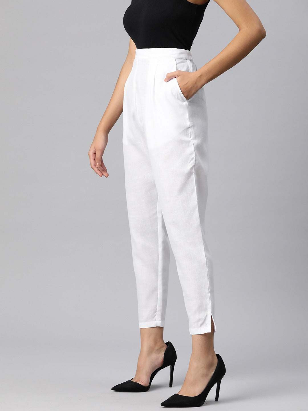 Cotton Blended Fabric White Color Palazzo