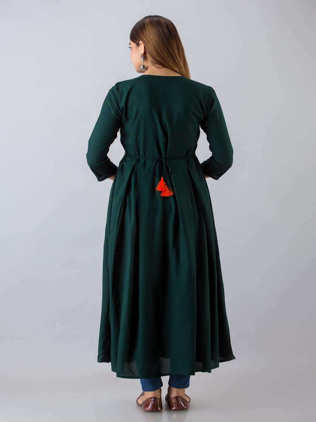 Rayon Embroidered Front slit 3/4 Sleeves Calf Kurta