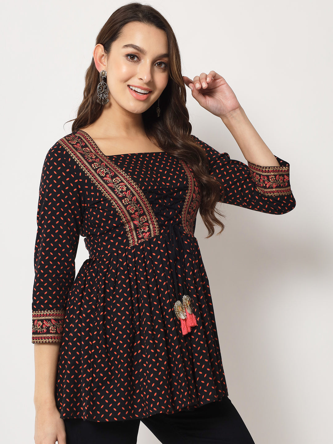 Cotton Printed Flared Top
