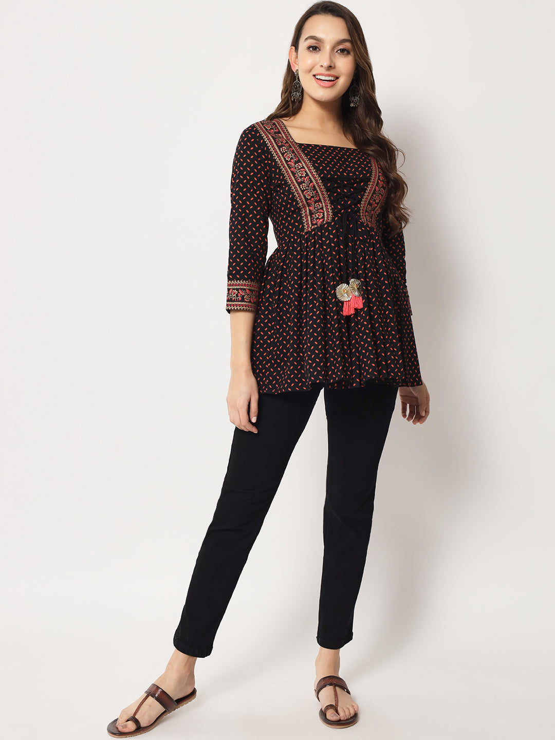 Cotton Printed Flared Top