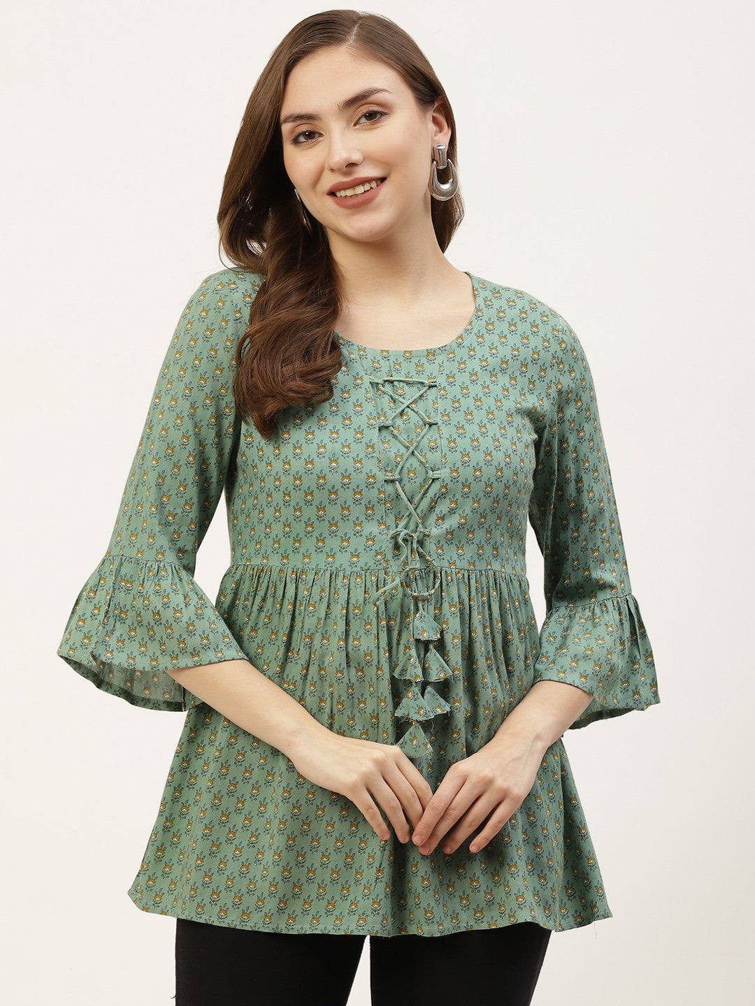 Kbz olive rayon printed top – wholesale manufacturer & exporter from India