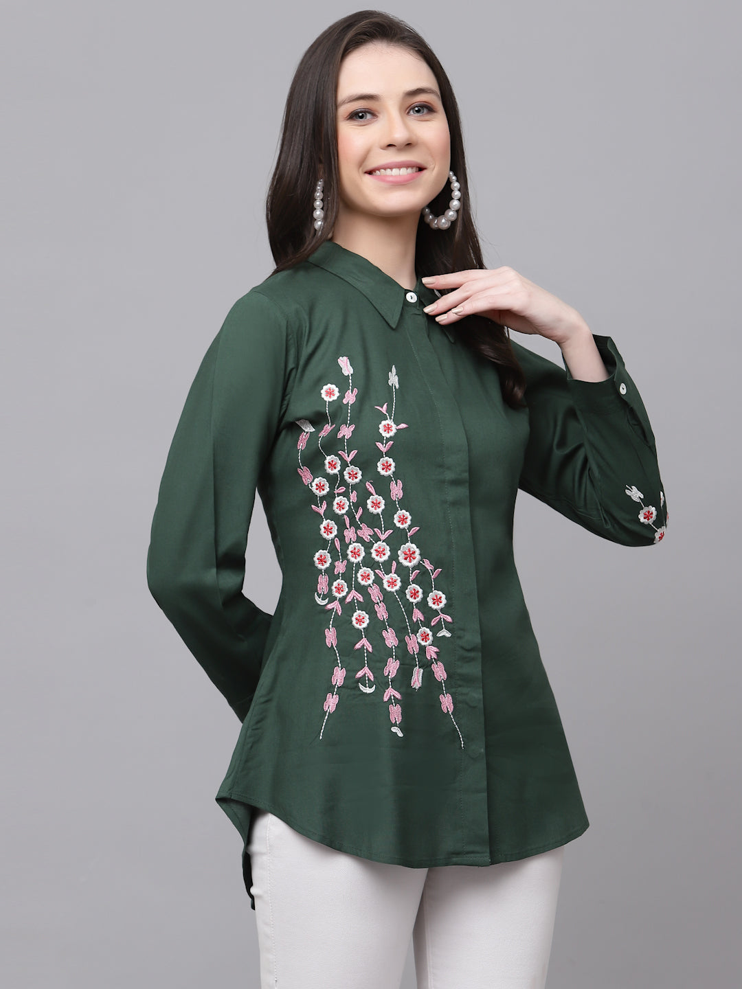 Stylish Rayon Embroidered Top