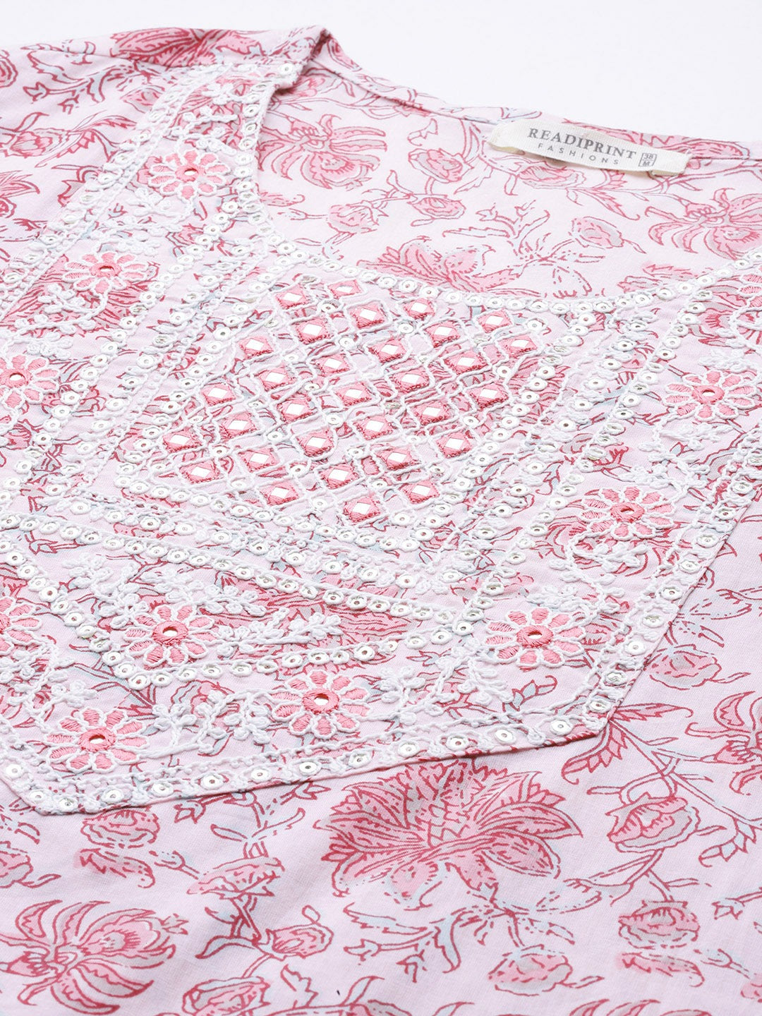 Straight Style Cotton Fabric Pink Color Kurta And Bottom With Dupatta