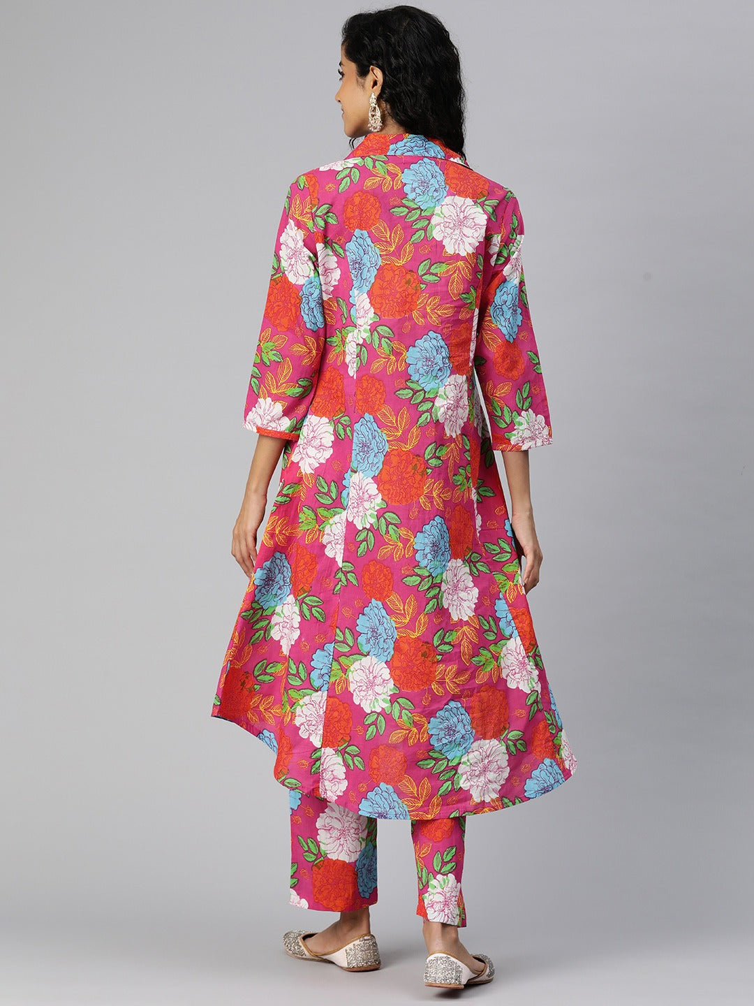 A Line Style Cotton Fabric Pink Color Co-Ord Set