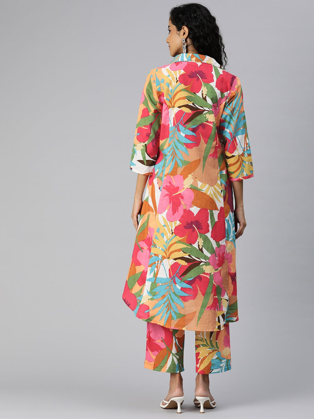 A Line Style Cotton Fabric Multi Color Co-Ord Set