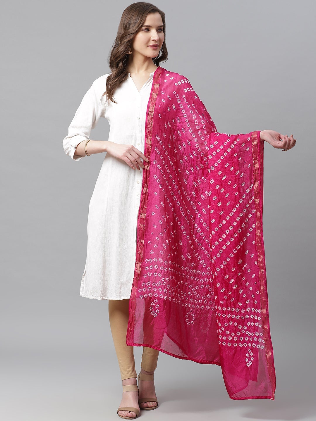 Fuchsia Shantoon Bandhani Na Dupatta