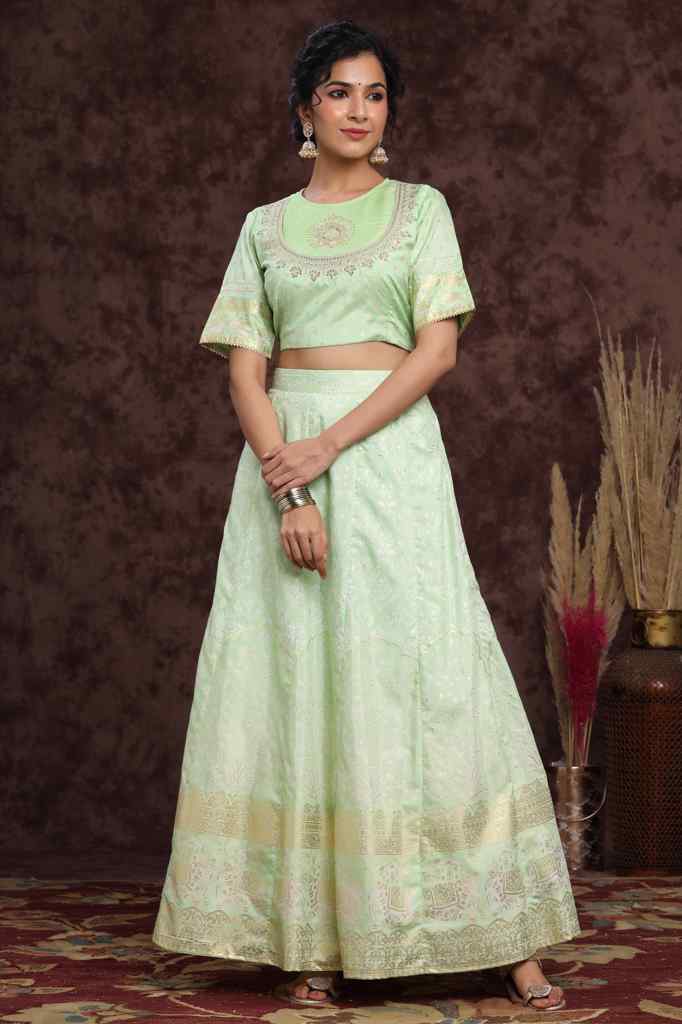 Mint Shantoon Embroidered Flared Lehenga Choli Sets
