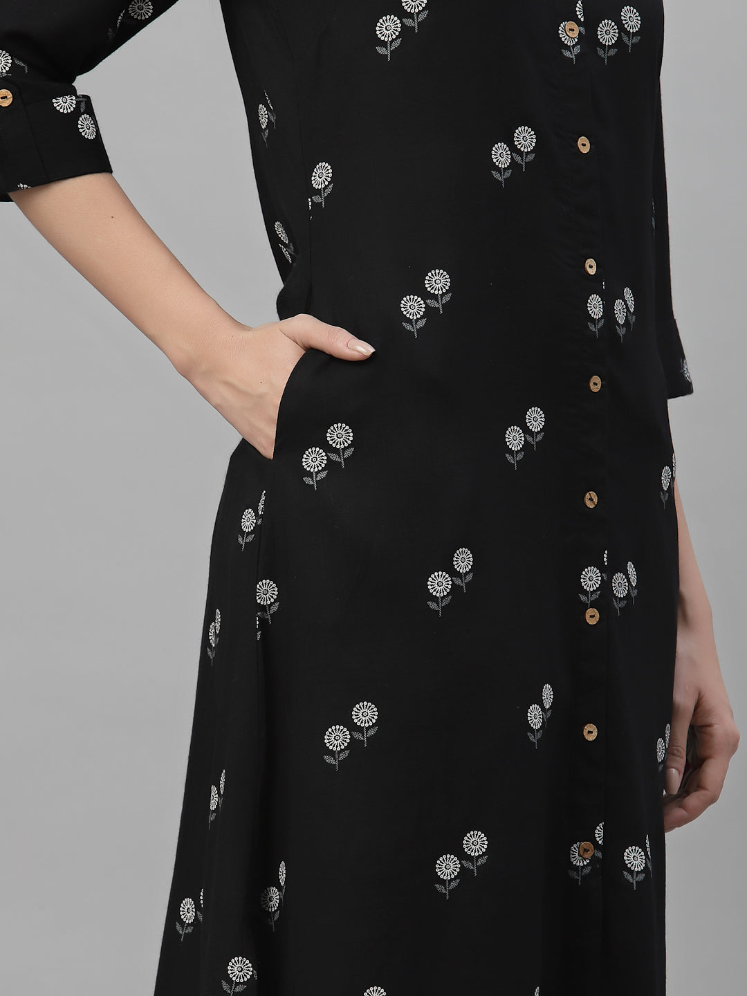 Black Rayon Festive Printed A-Line Kurta
