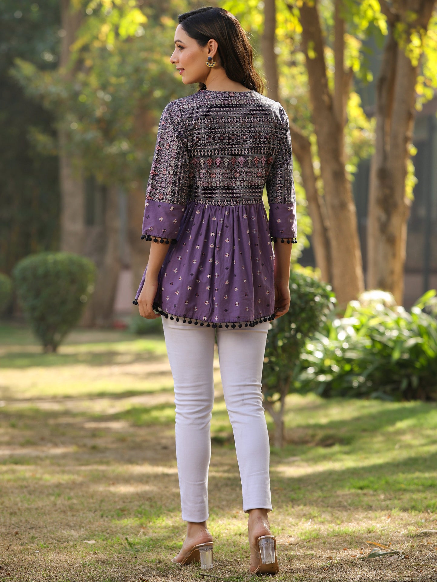 Lavender Printed Flared Tunic