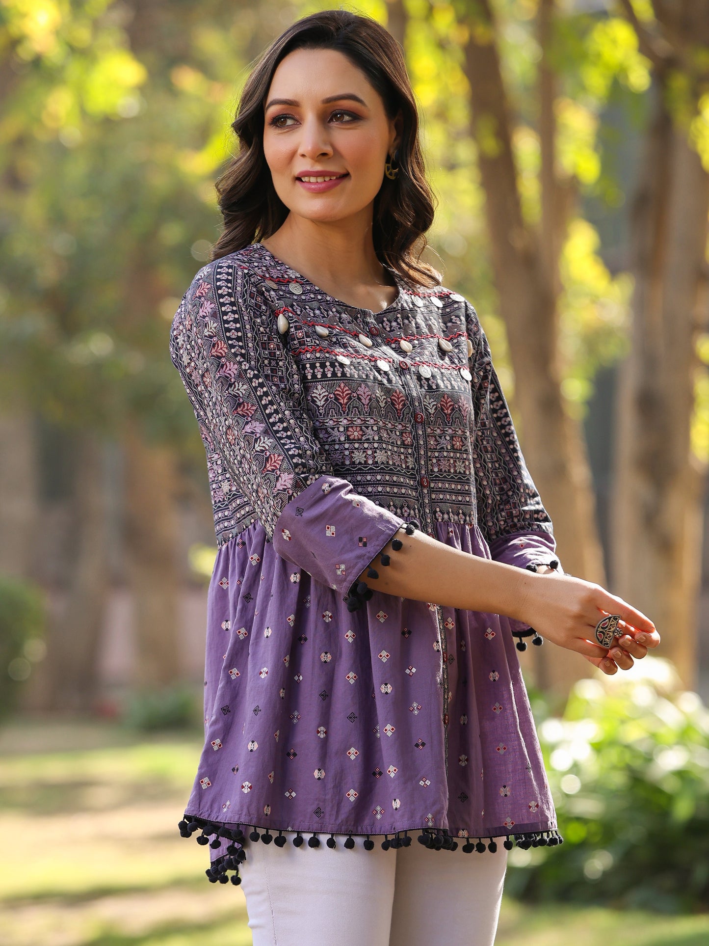 Lavender Printed Flared Tunic