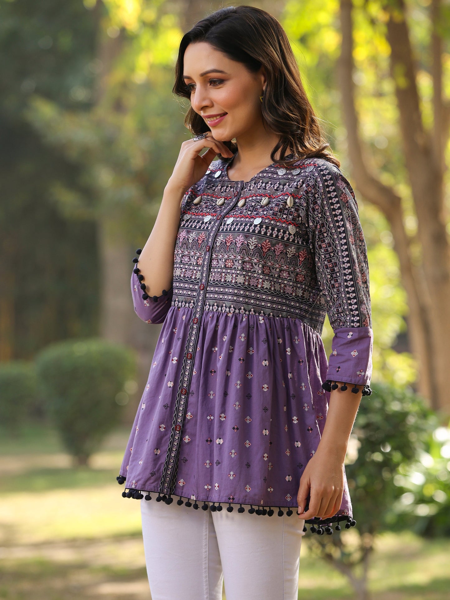 Lavender Printed Flared Tunic