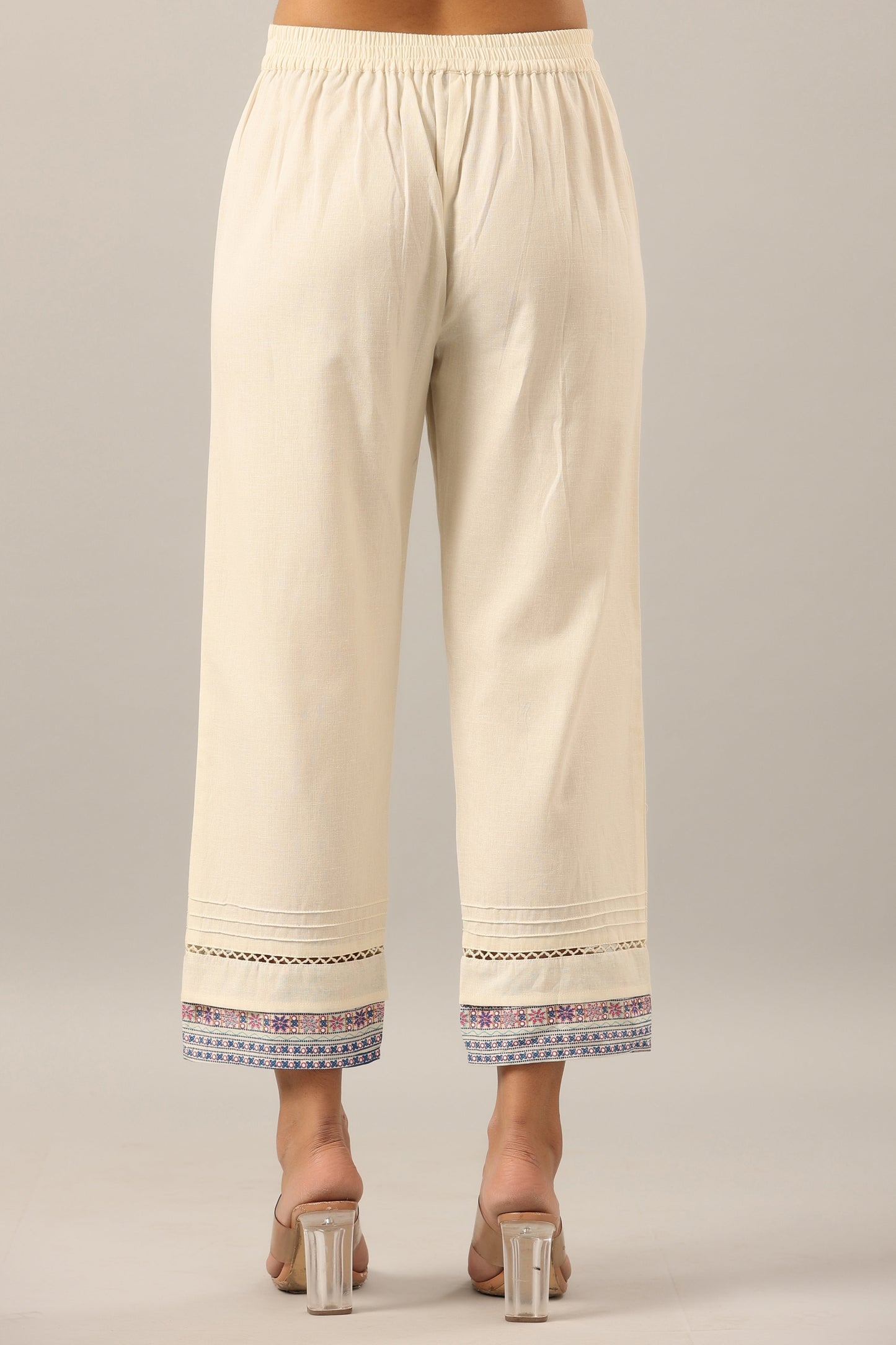Off-White Cotton Flex Solid Pant