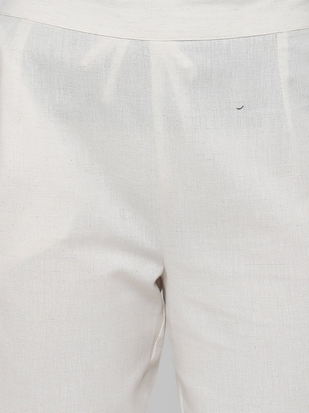 Offwhite Cotton Flex Solid Slim Fit Pant/Slim Pant
