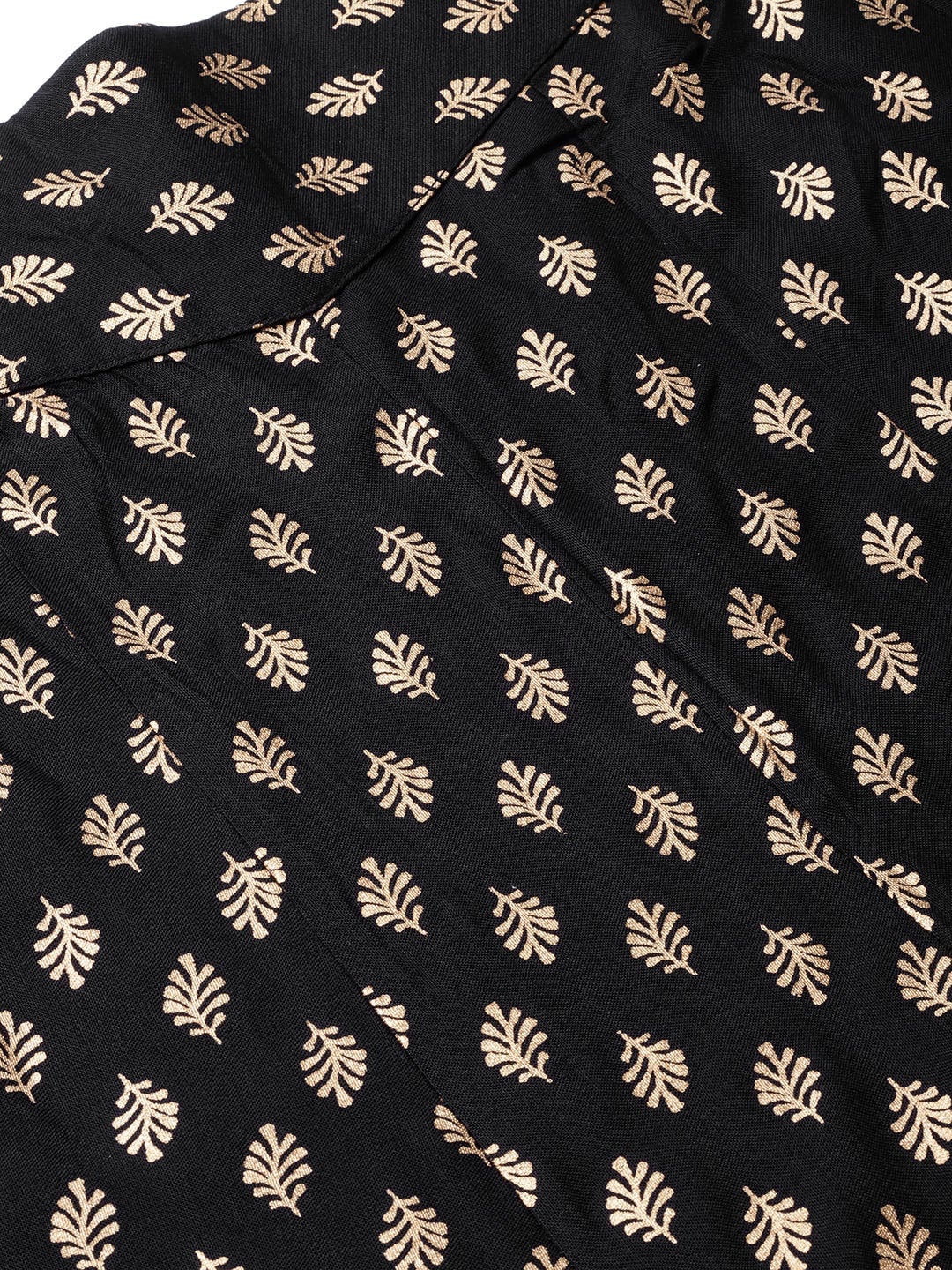 Black Rayon Printed Flared Palazzo