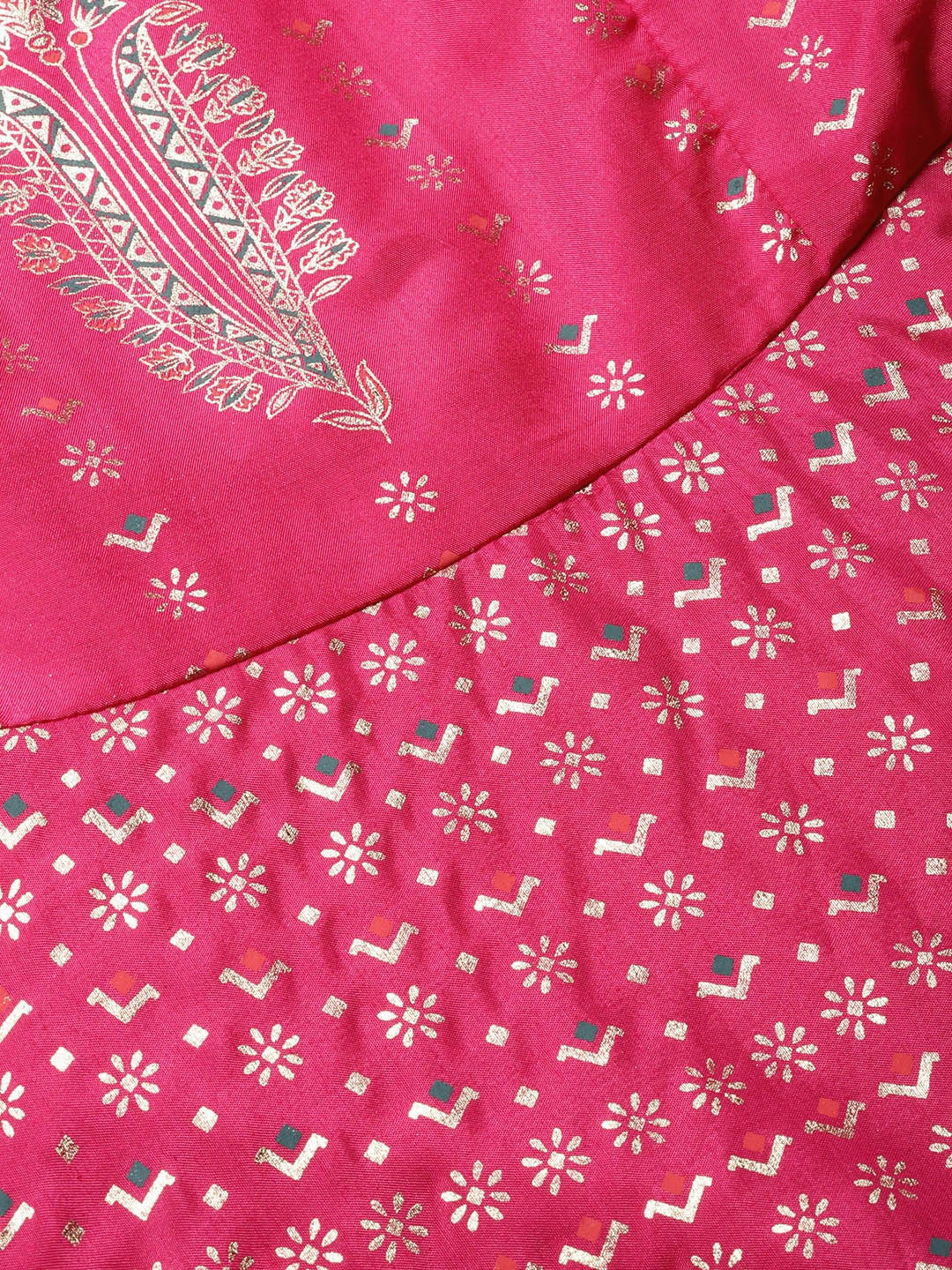 Fuchsia Shantoon Printed Layered Dress