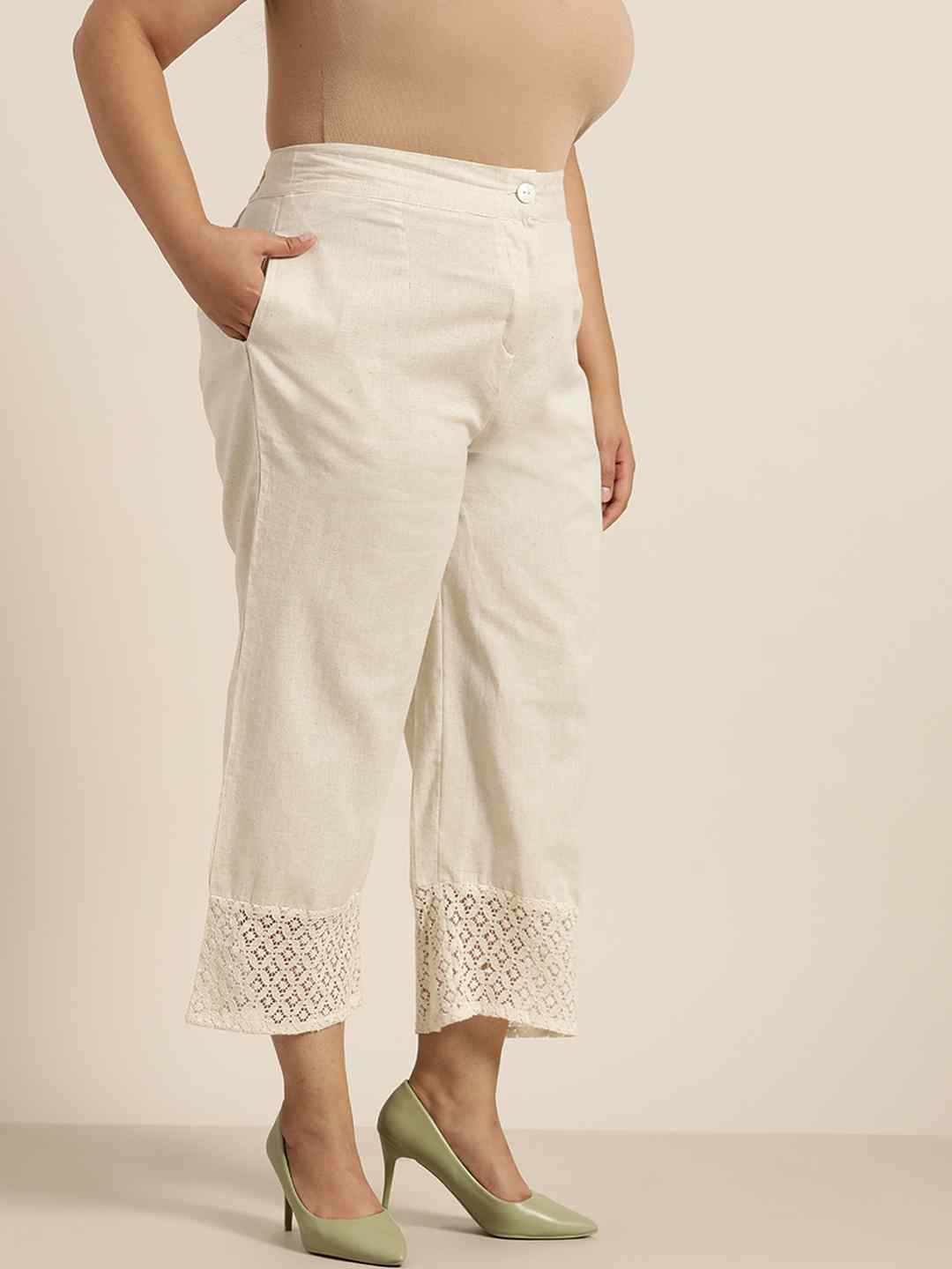 Natural Cotton Flex Solid Wide Leg Palazzo