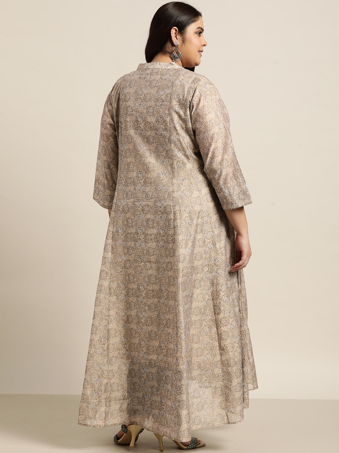 Beige Rayon Festive Wear Printed Anarkali Kurta