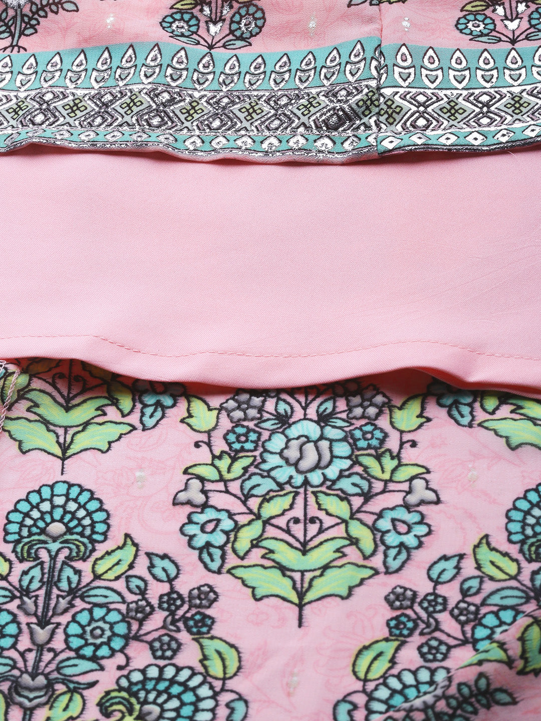 Pink Georgette Printed Flared Dress