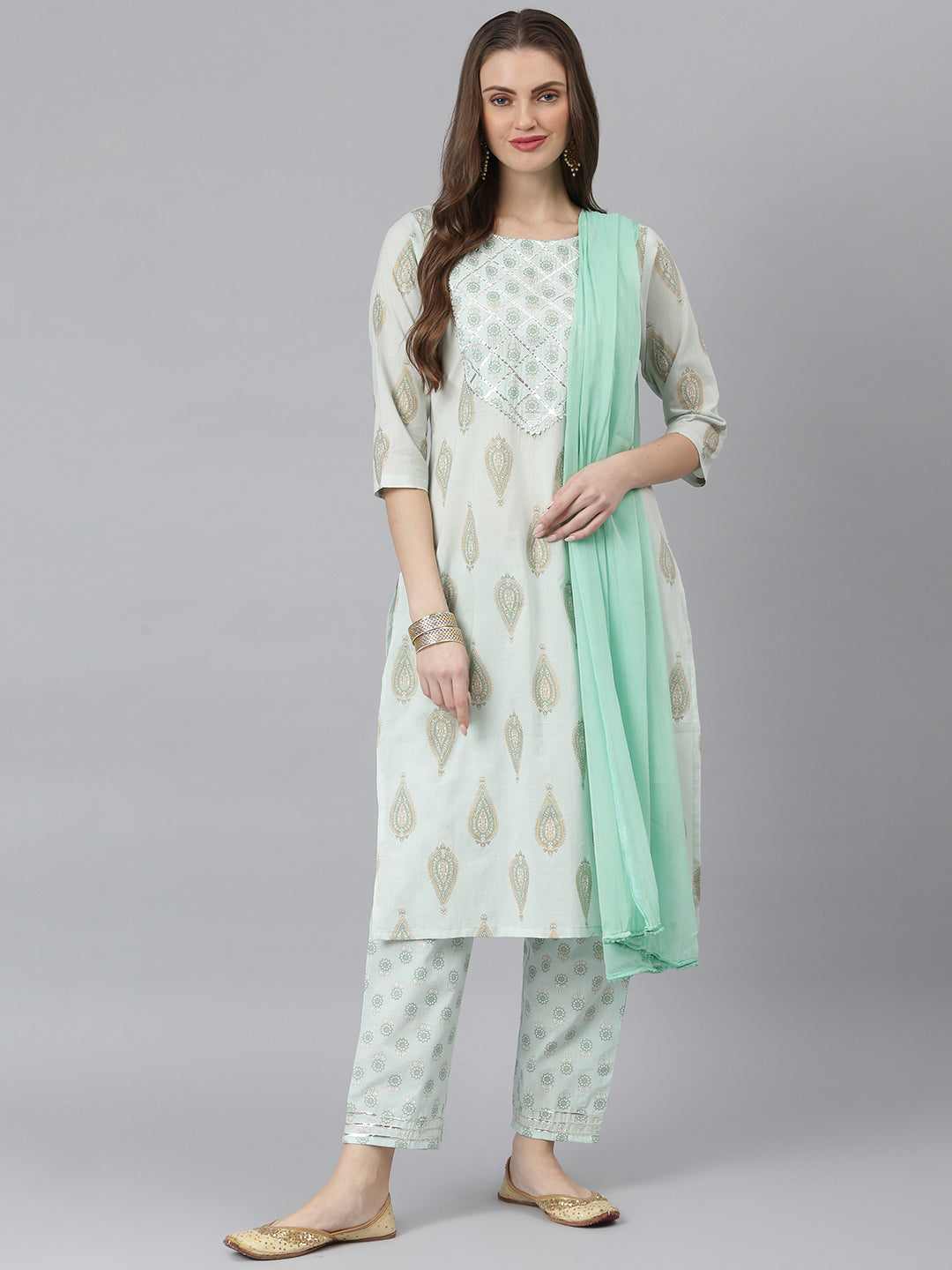 Women Floral Print Rayon Straight Kurta Pant Dupatta Set