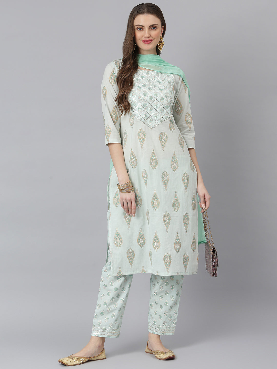 Women Floral Print Rayon Straight Kurta Pant Dupatta Set