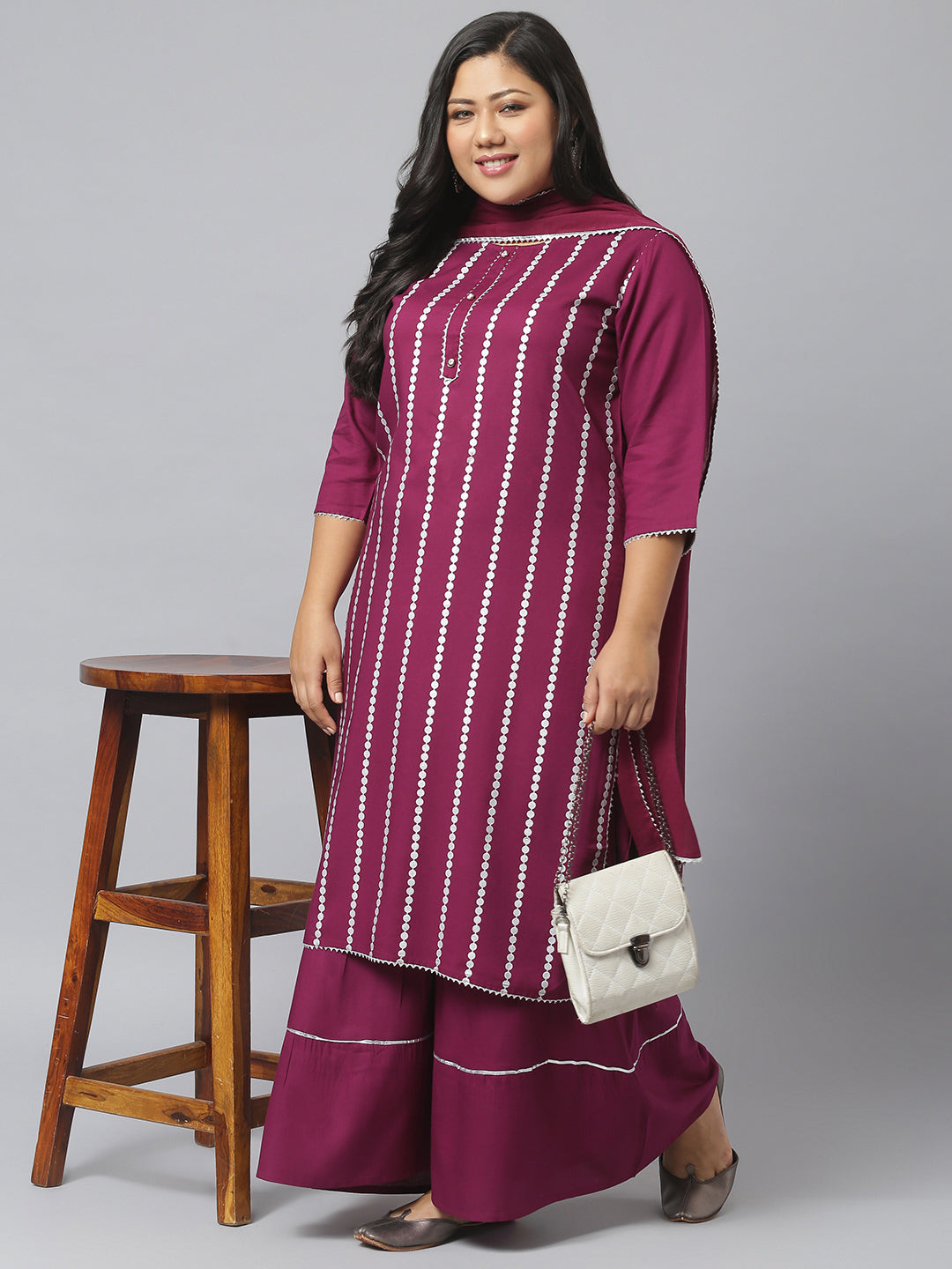 Women Printed Rayon Straight Kurta Sharara Dupatta Set